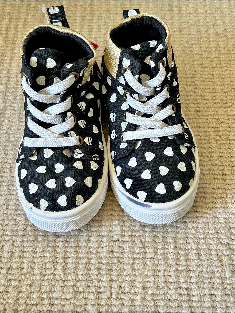 oomphies Kids Polka Dot High-Top Sneakers Black & White Girls US 1C N